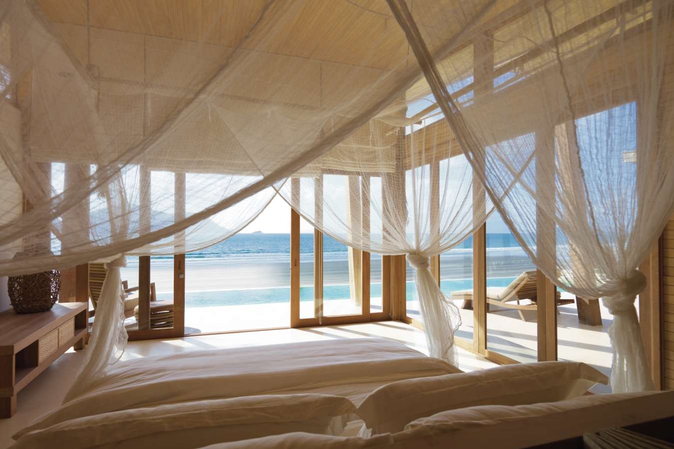 Bedroom Interior with Beach View 
