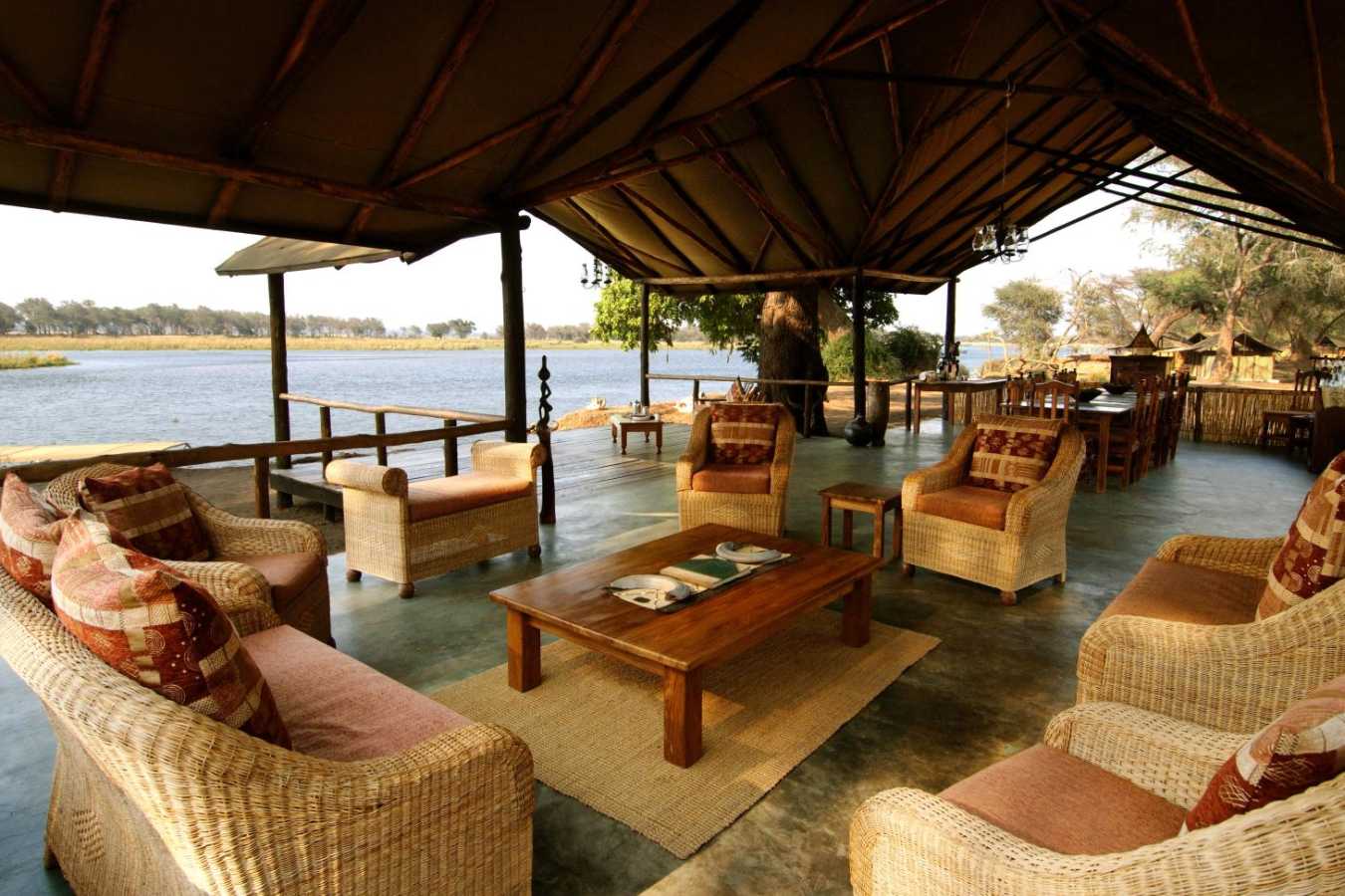 Old Mondoro's comfortable main area overlooking the river