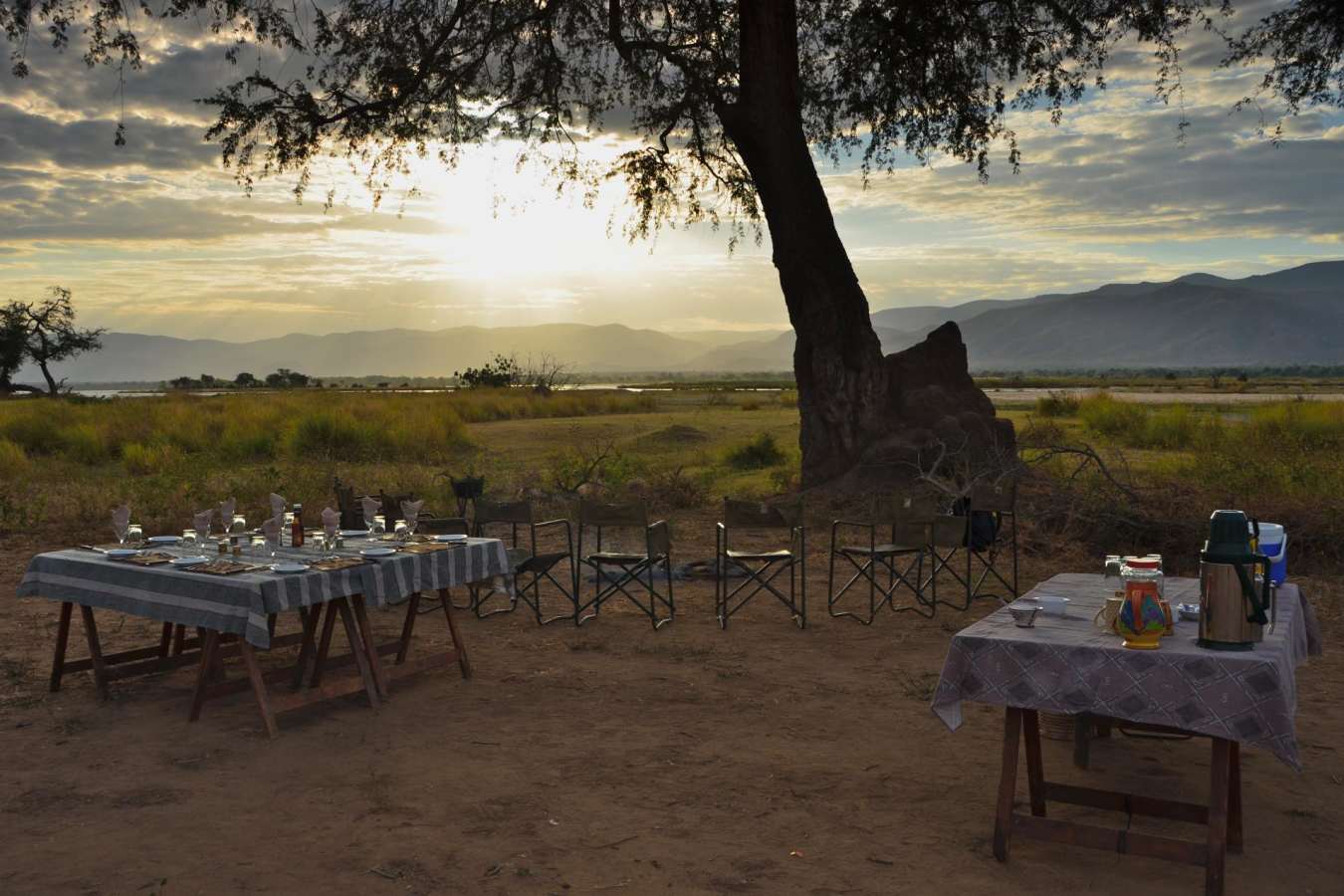 Breakfast on the river bank - Ruwesi Canoe Trail