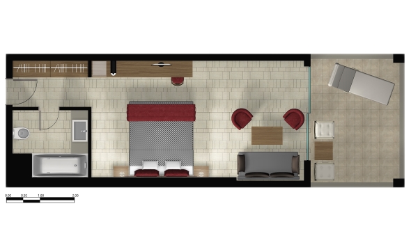 Junior Suite Sea Front Floorplan 