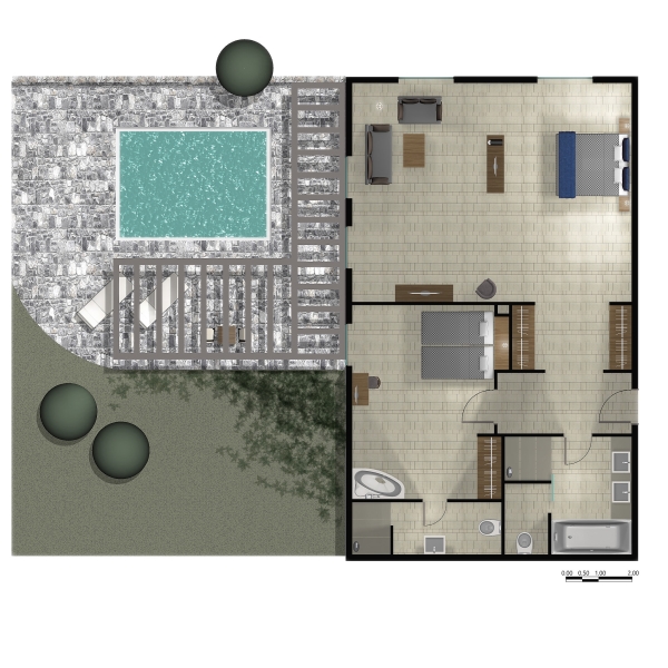 Grand Suite Sea Front Private Pool Floorplan  
