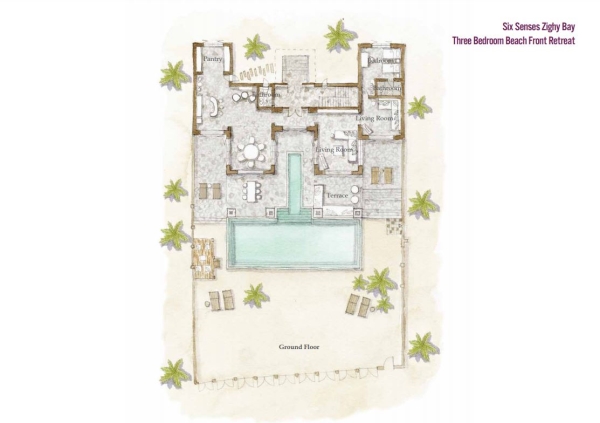 Three Bedroom Beach Front Retreat Floorplan 1