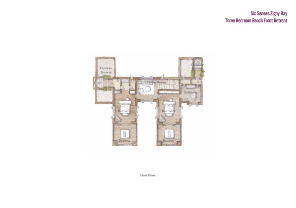Three Bedroom Beach Front Retreat Floorplan 2
