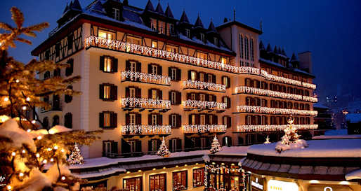 Exterior at night - Mont Cervin Palace