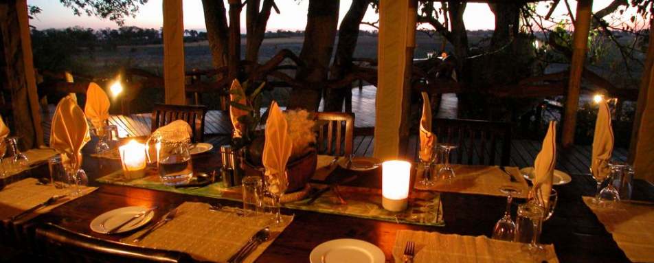 Inside the dining tent - Tubu Tree Camp