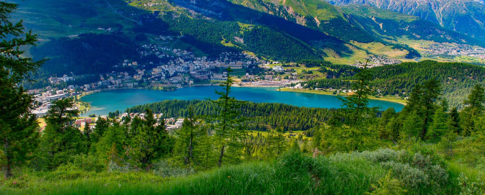 View of St Moritz from a hiking trail