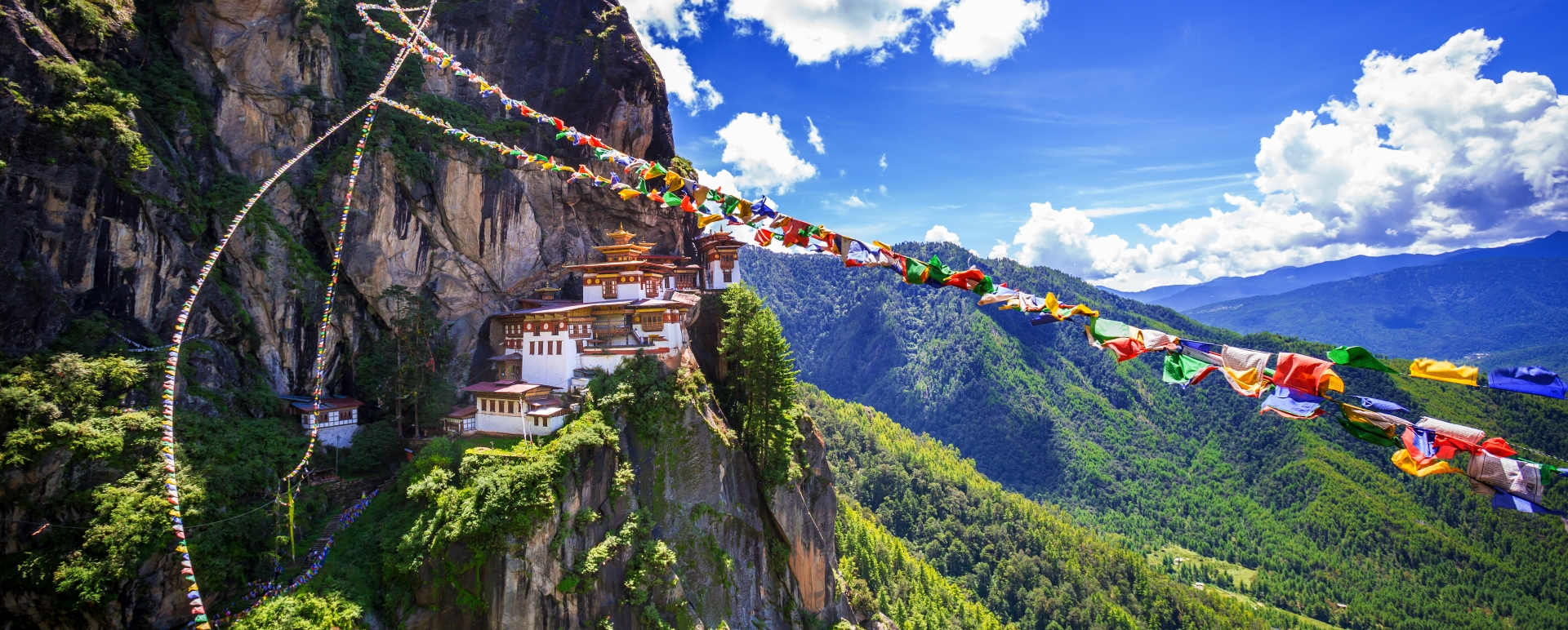 Tiger Nest Monastery wtih Prayer Flags 