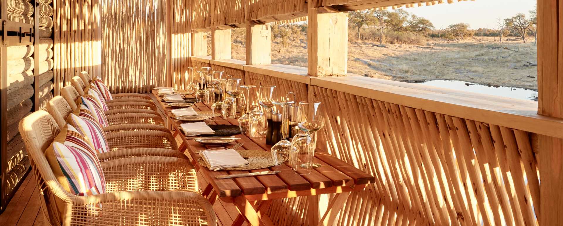 Dining in front of the water hole 