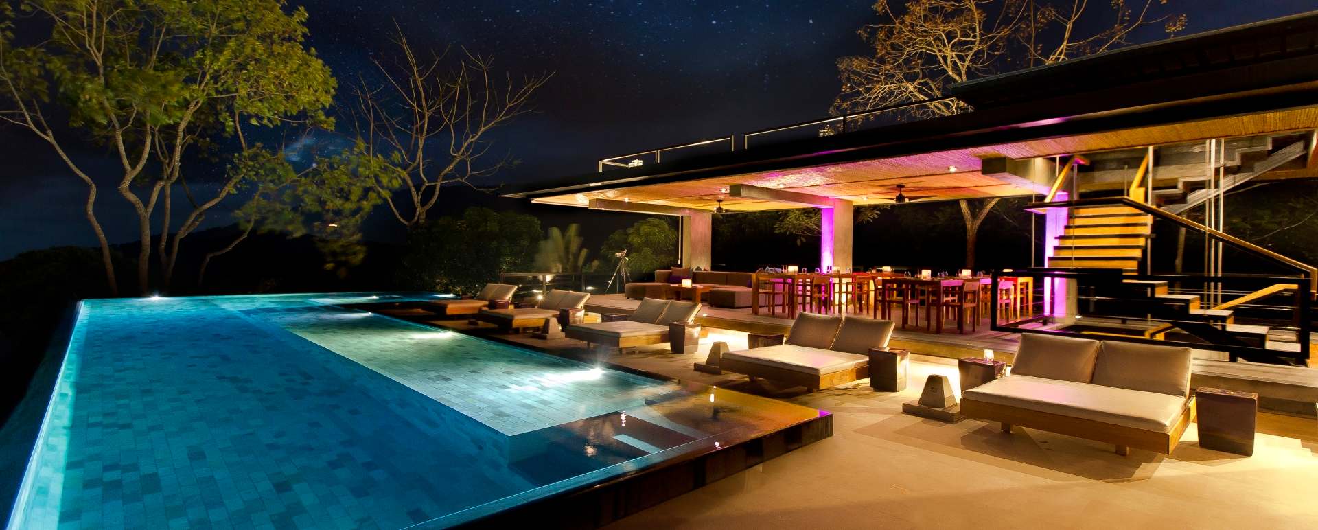 Pool at night - Kura Design Villas