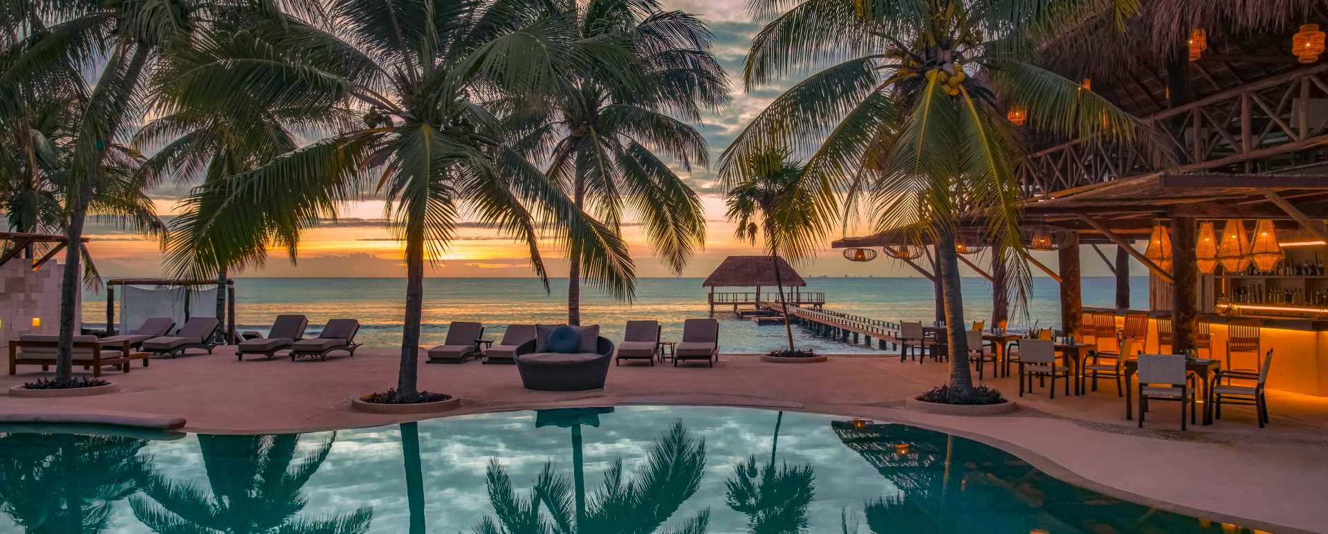 Pool at sunset 