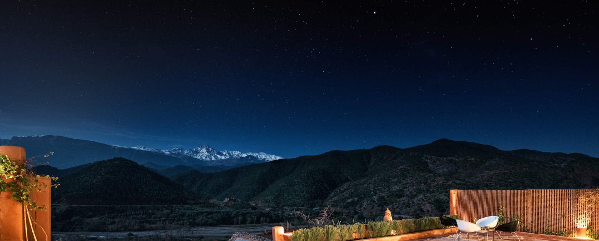 View from Pool Suite at night - Kasbah Bab Ourika