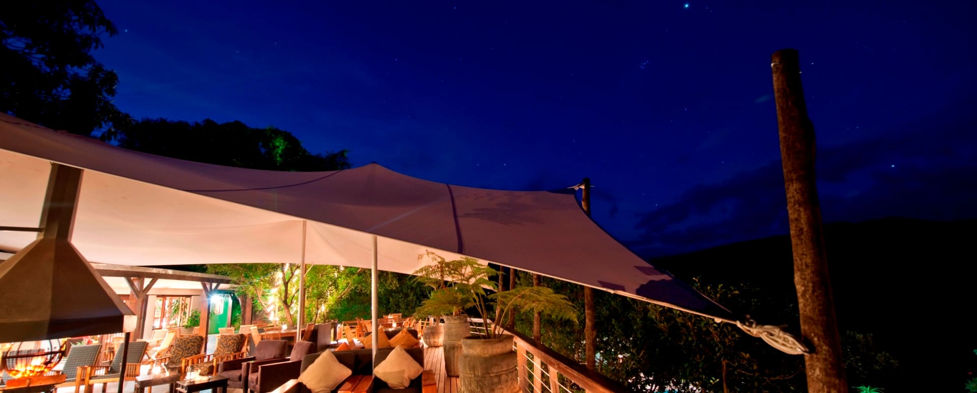 Outdoor deck at night 