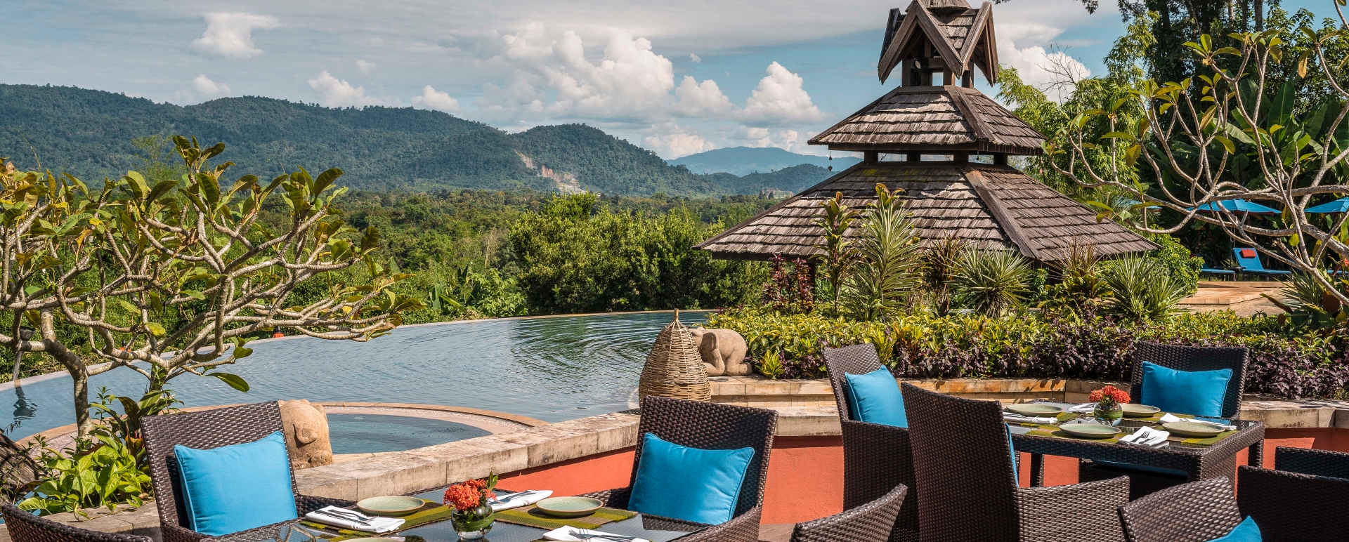 Poolside Dining - Anantara Golden Triangle Elephant Camp & Resort