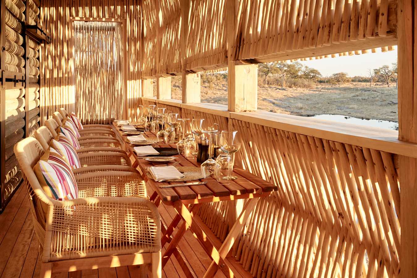 Dining in front of the water hole 