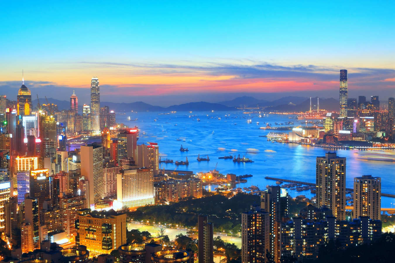 Evening on the Harbour in Hong Kong  - A Honeymoon to China 