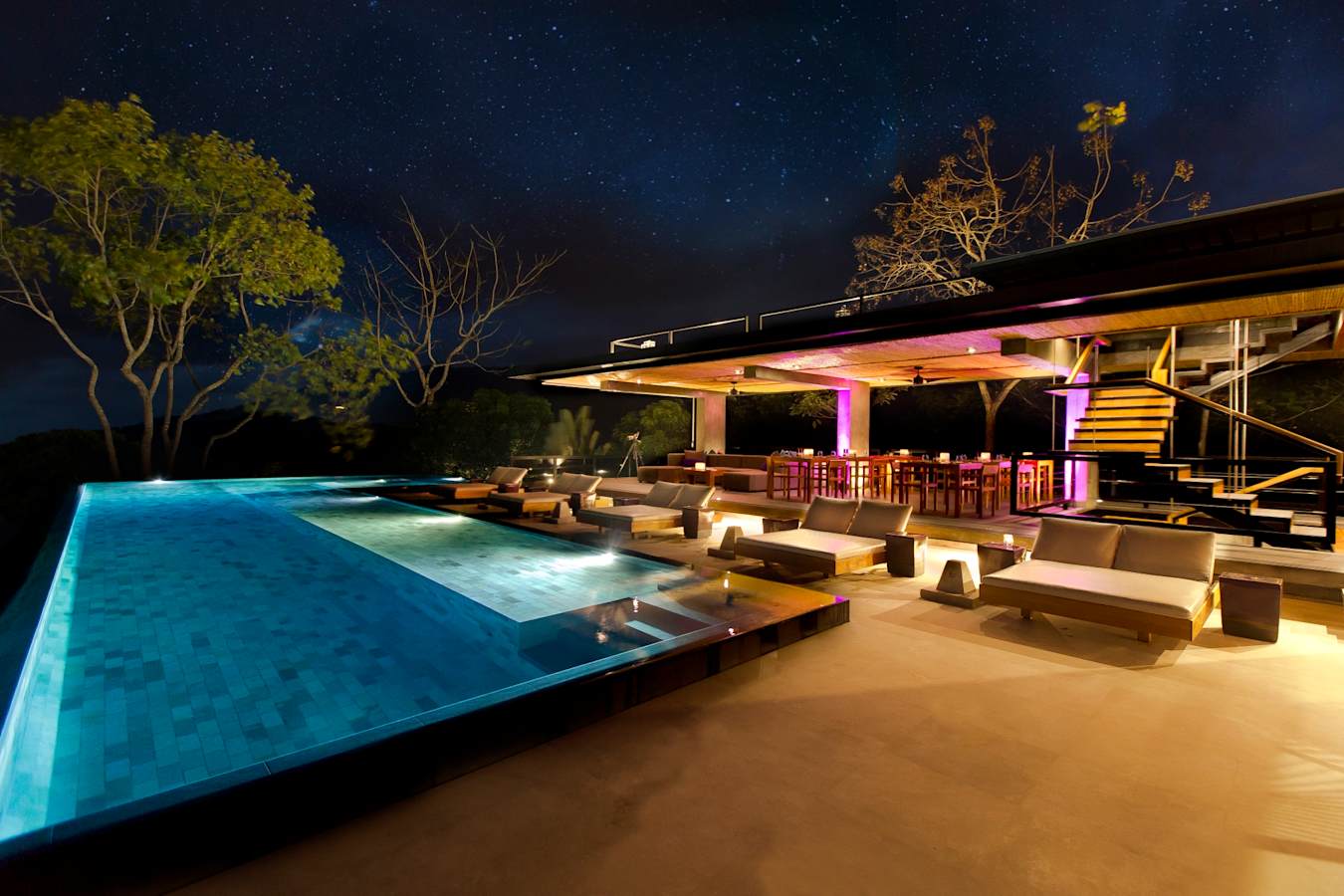 Pool at night - Kura Design Villas