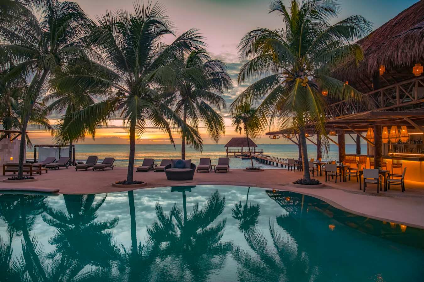 Pool at sunset 