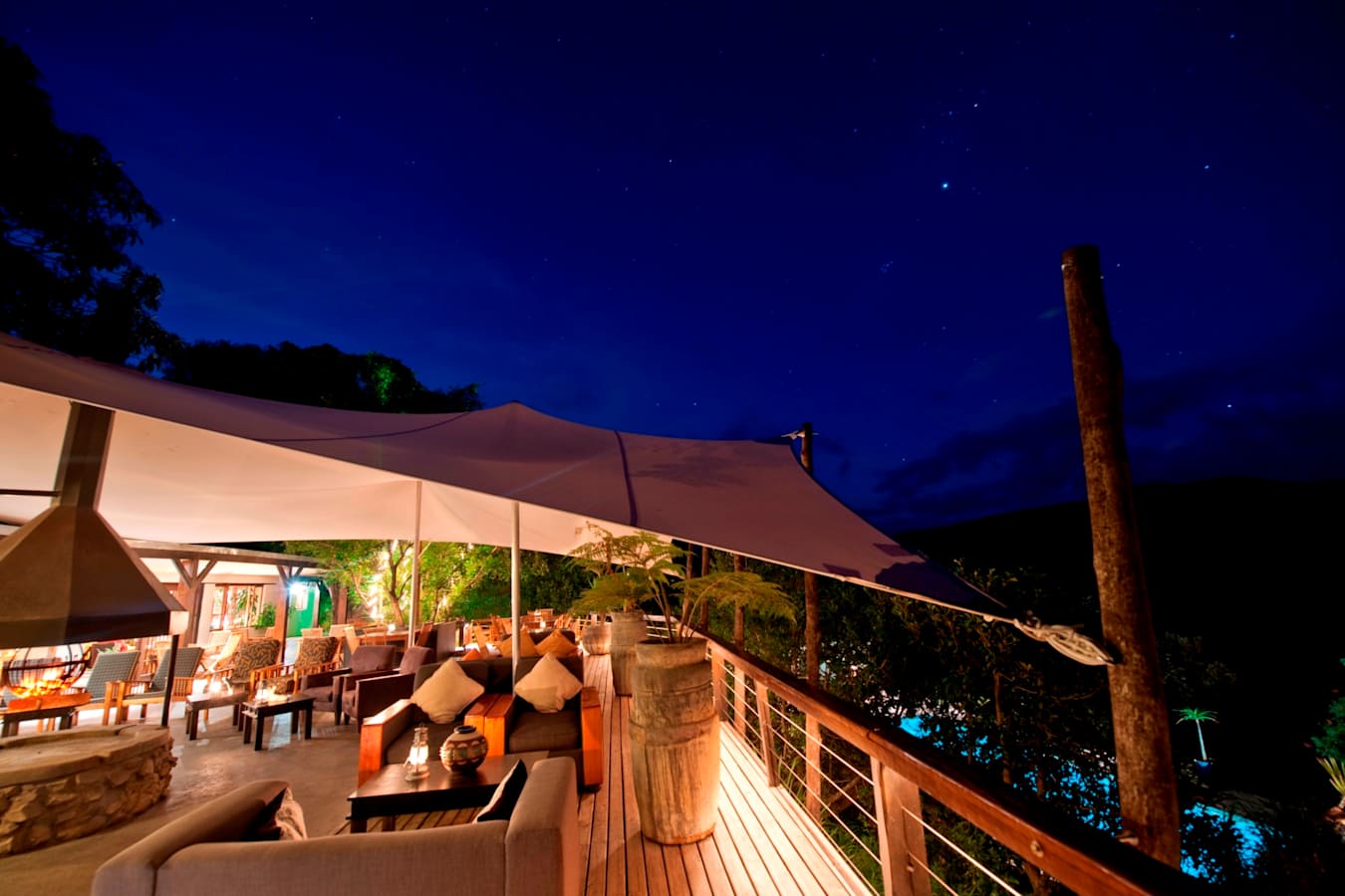 Outdoor deck at night 