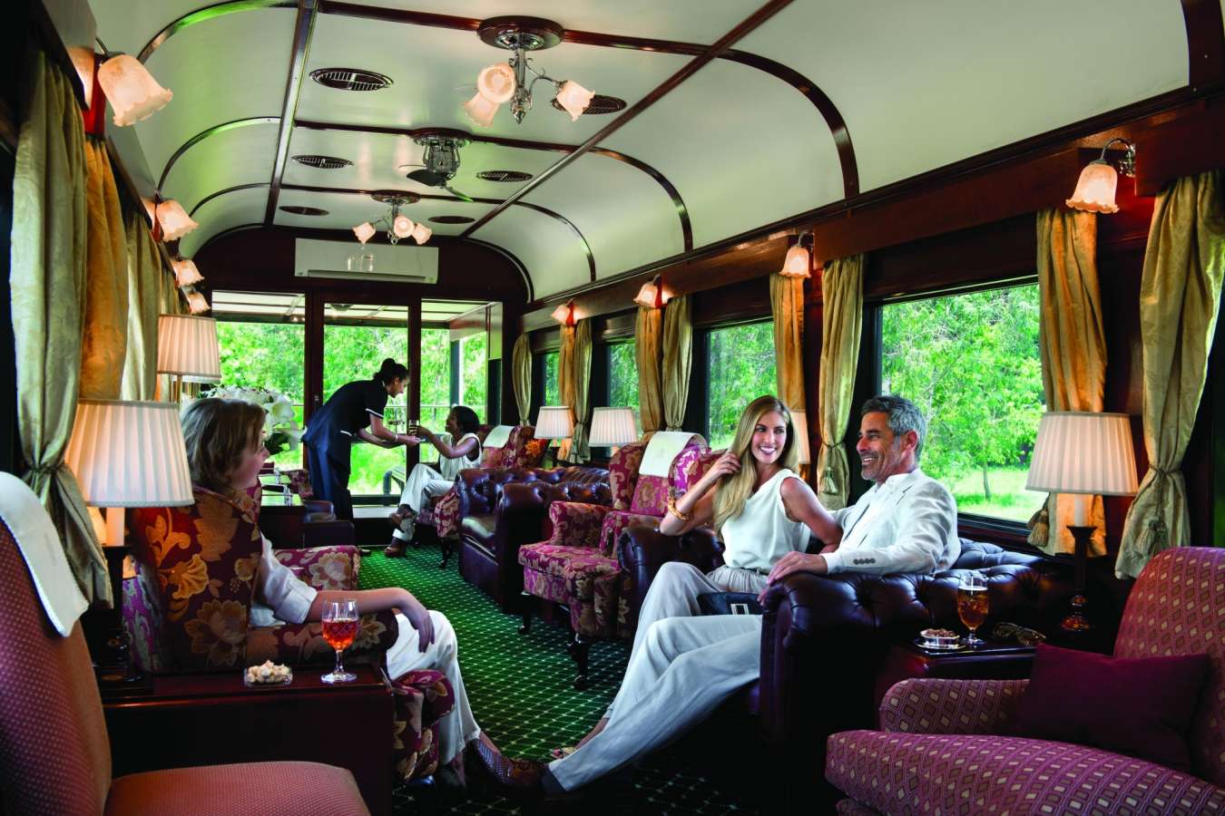 Relaxing in the observation car 