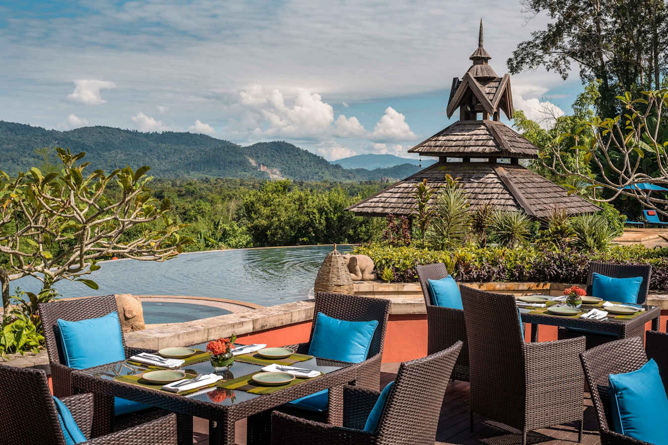 Poolside Dining - Anantara Golden Triangle Elephant Camp & Resort