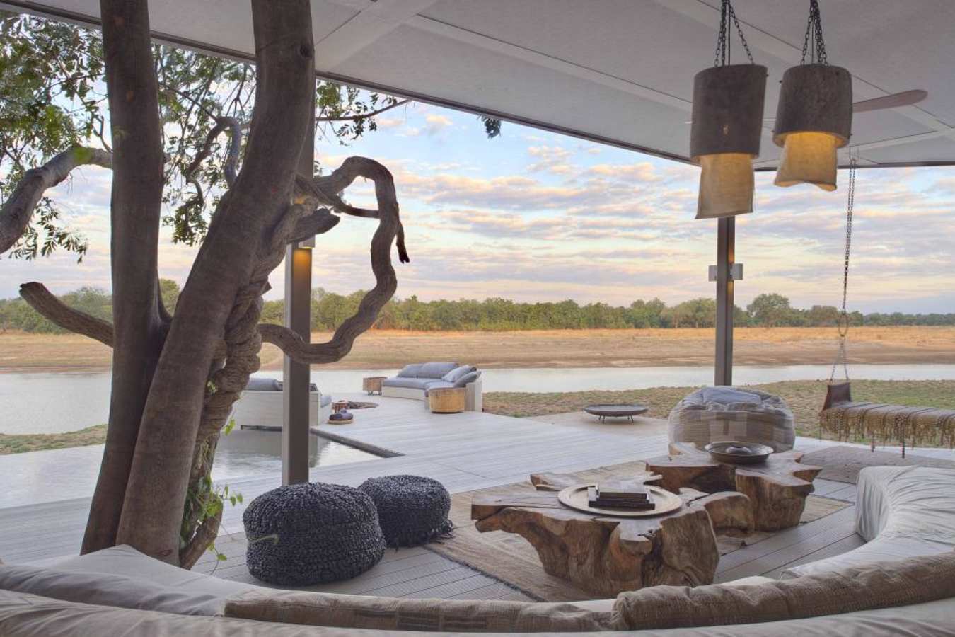 Fire pit overlooking the river 
