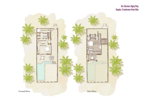 Duplex 2 Bedroom Pool Villa Floorplan 