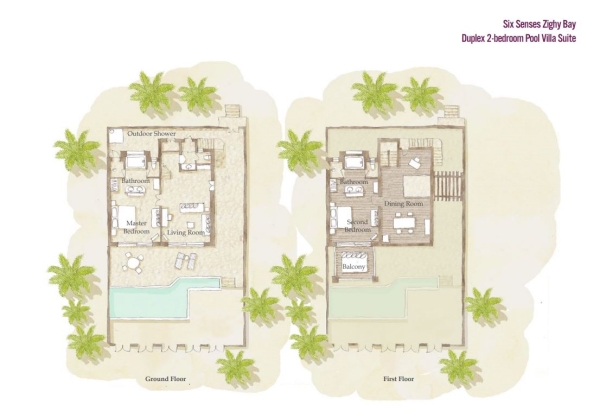 Duplex 2 Bedroom Pool Villa Suite Floorplan 