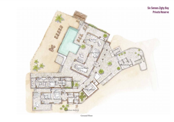 Four Bedroom Beachfront Reservce Floorplan 1 