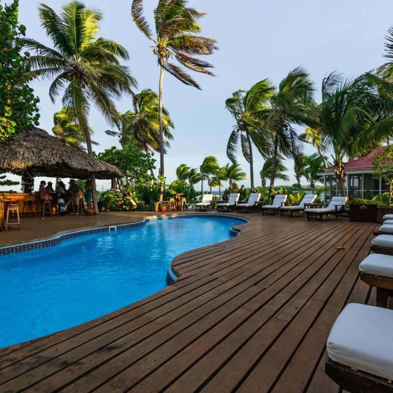 Pool and bar at Turneffe - Dive into Belize