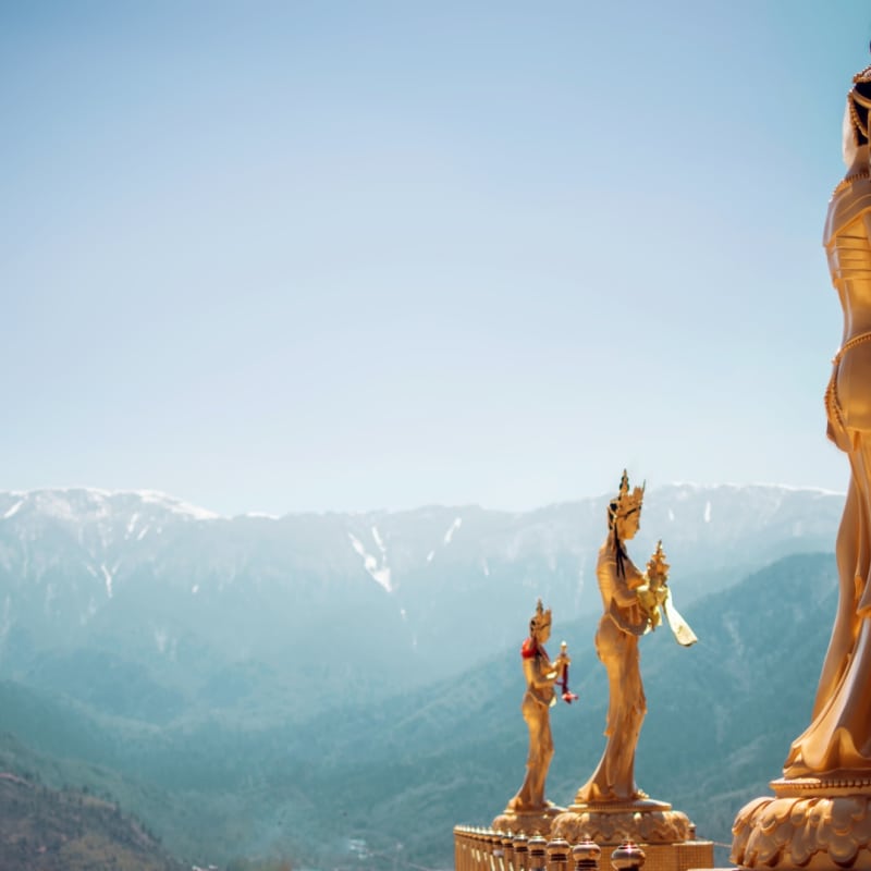 Golden Statues of Buddhist Deity in Thimphu