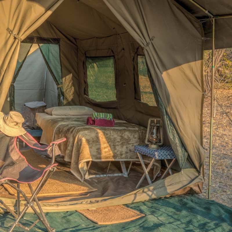Tent interior and veranda 