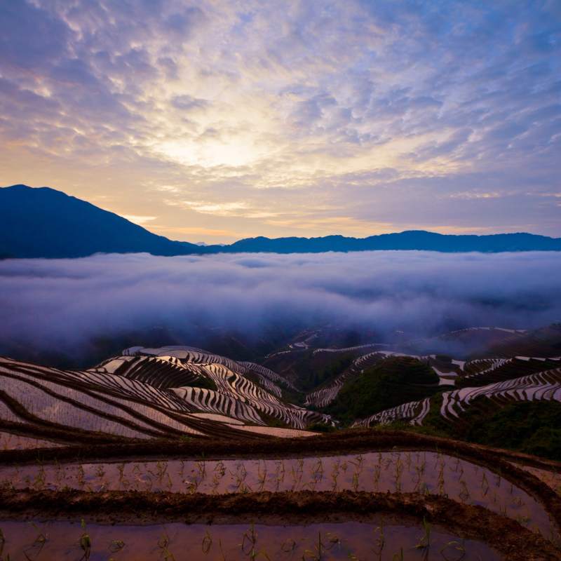 Sunset at Longsheng Rice Terraces