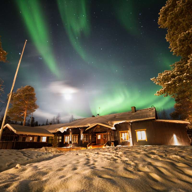 Main Building with Northern Lights