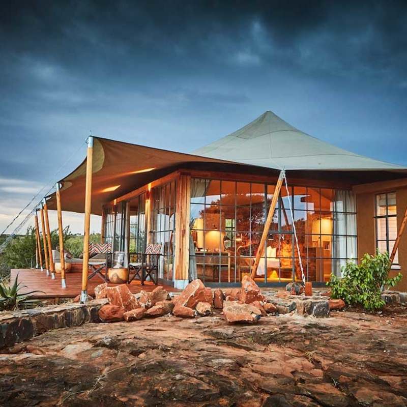Tented room exterior 