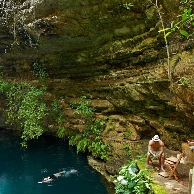 Picnic in a cenote - Hacienda Chichen