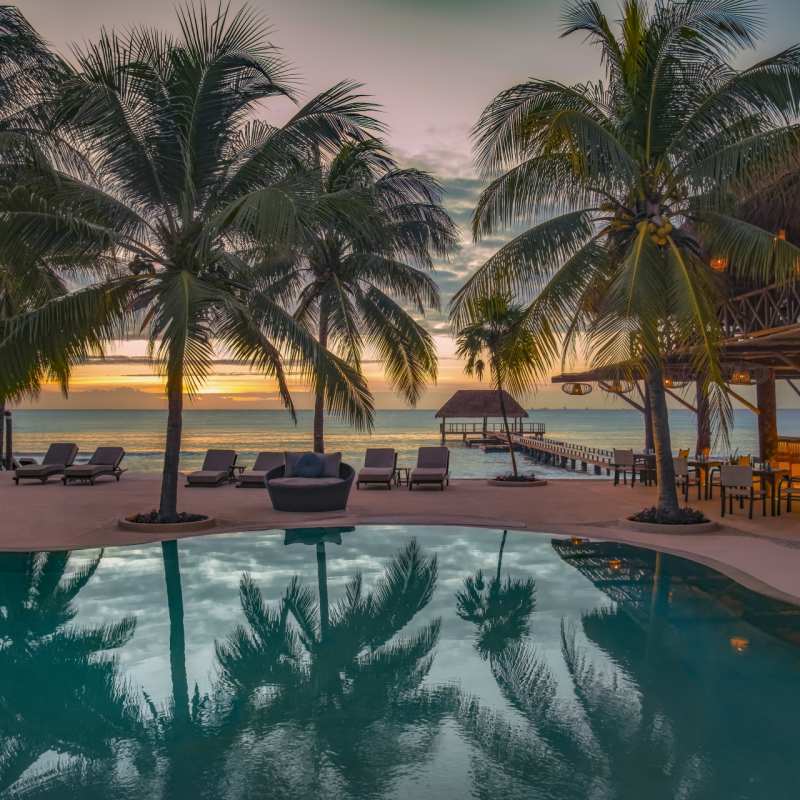 Pool at sunset 