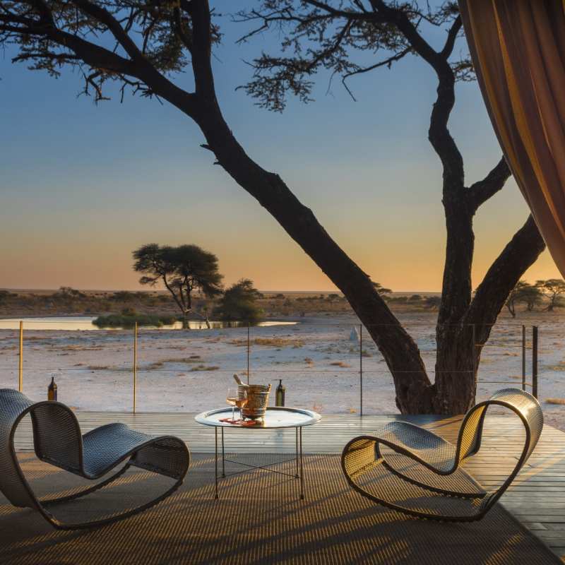 Deck overlooking watering hole 