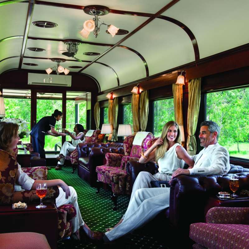 Relaxing in the observation car 