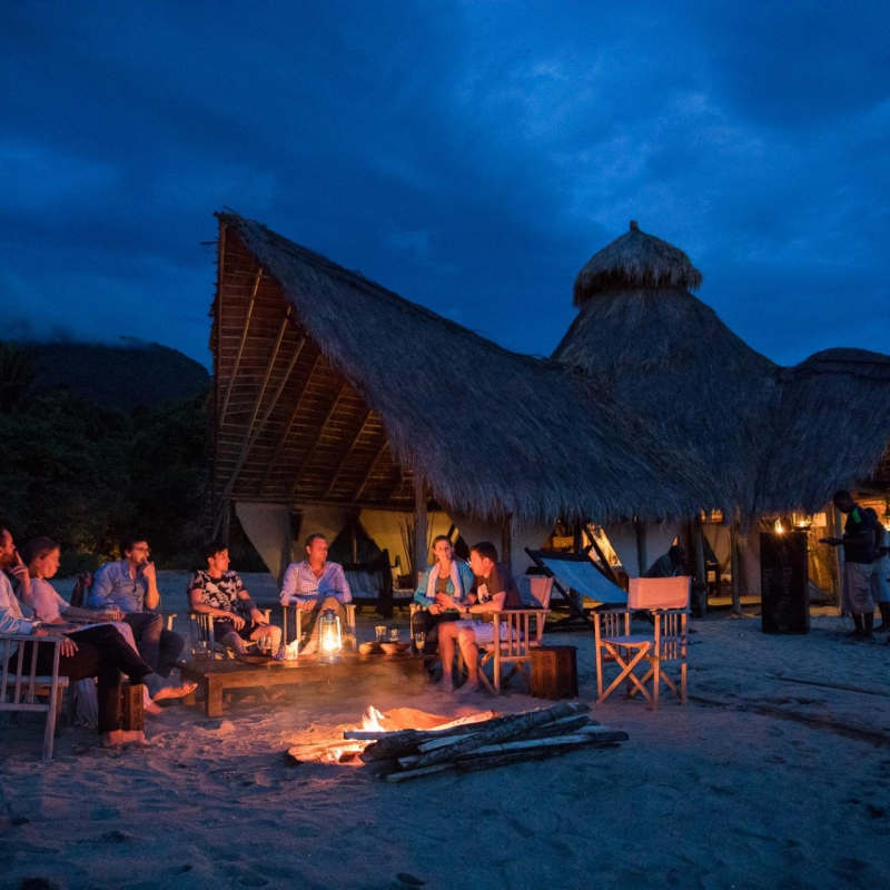 Camp fire on the beach 