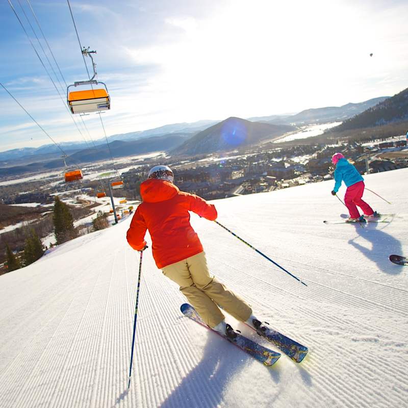 Skiing under Orange Bubble