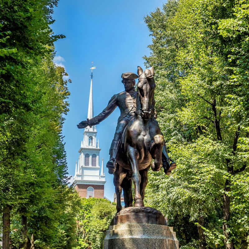 Paul Revere Statue and Old North Church  