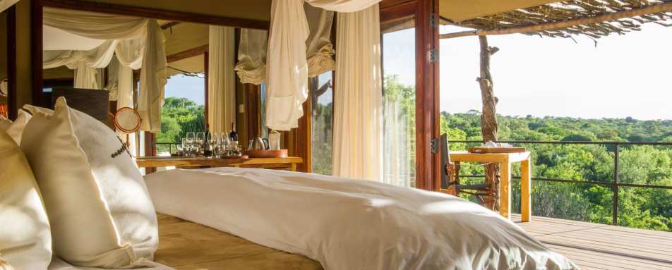 Tent interior and view - Mwiba River Lodge