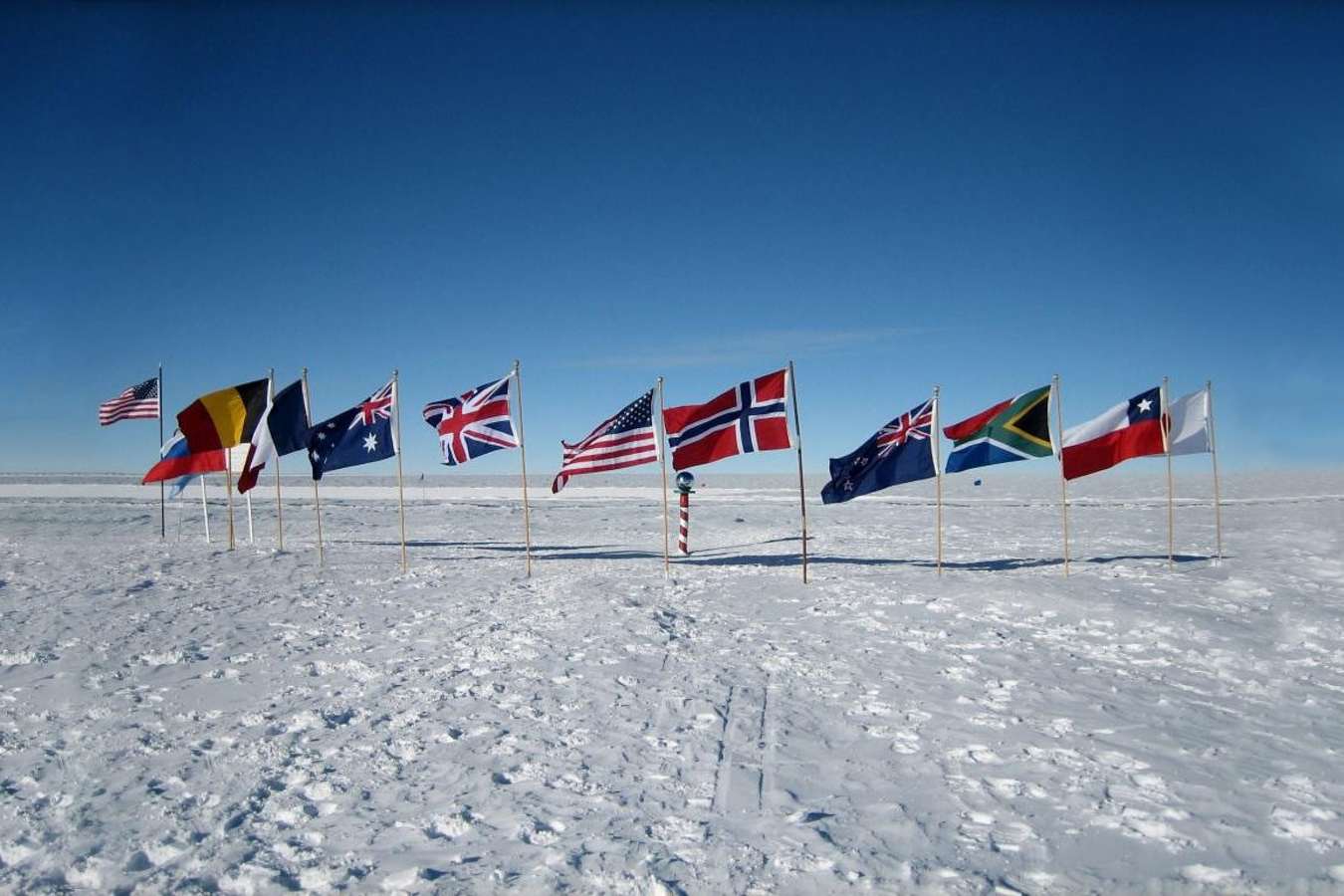 South Pole flags - White Desert Antarctica 