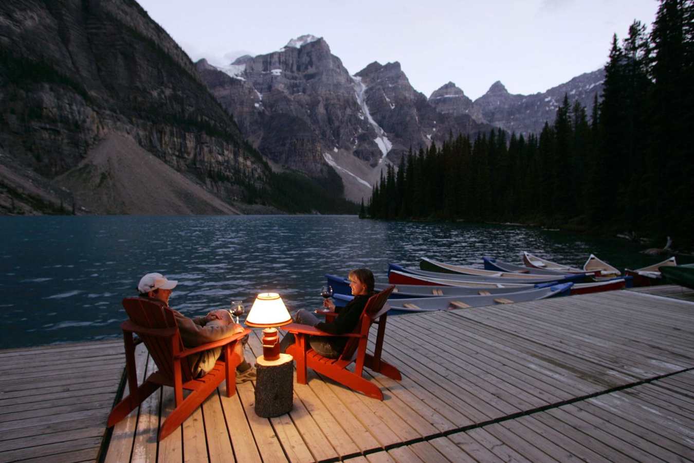Moraine Lake Lodge at Dusk