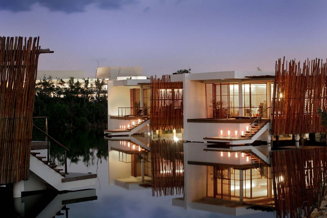 Lagoon Suites exterior at night 