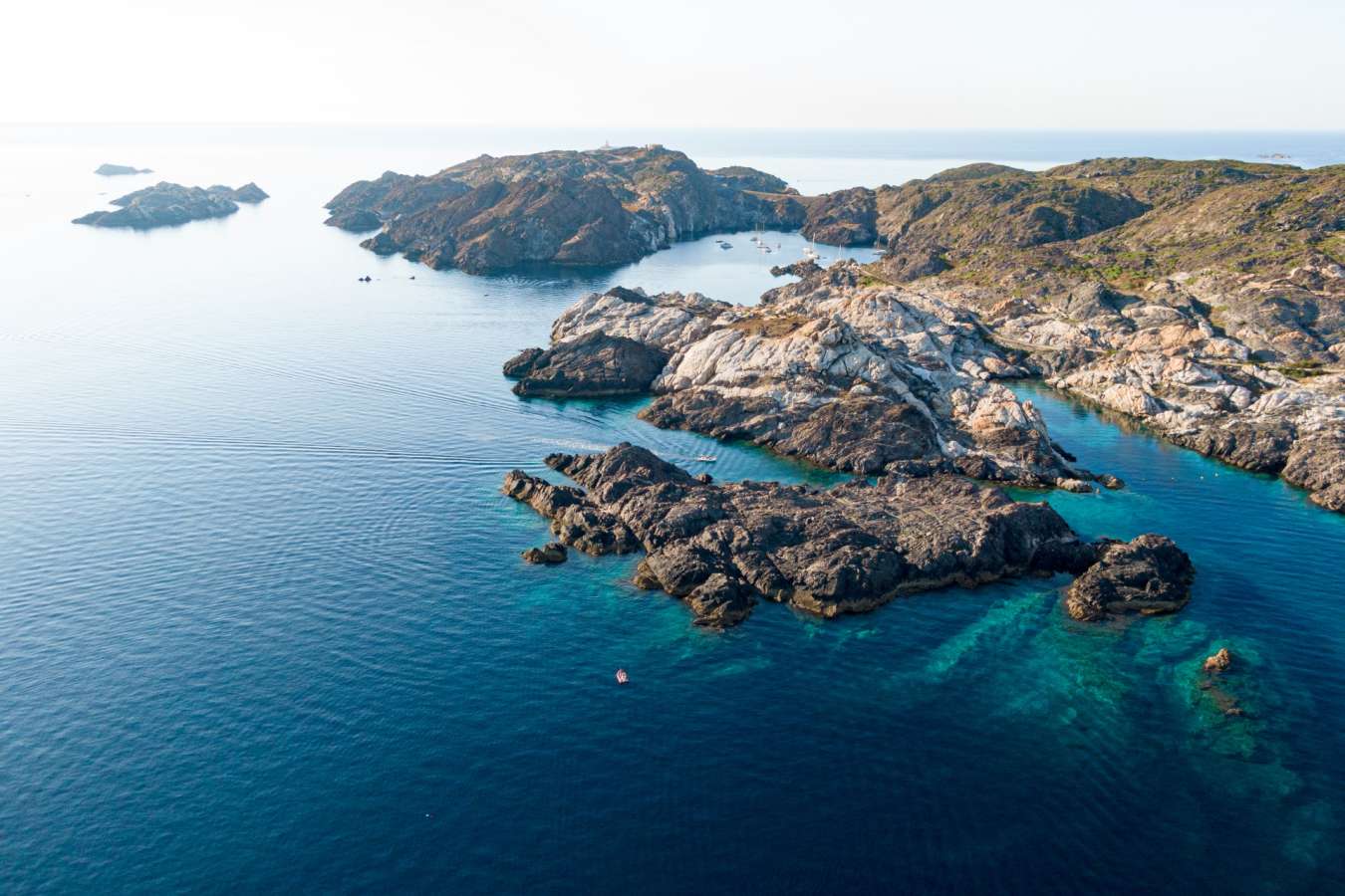 Aerial view of Encalladora and Massa dOr island  
