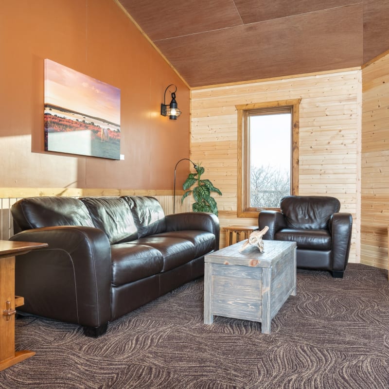 Relaxing lounge area at Dymond Lake Ecolodge 