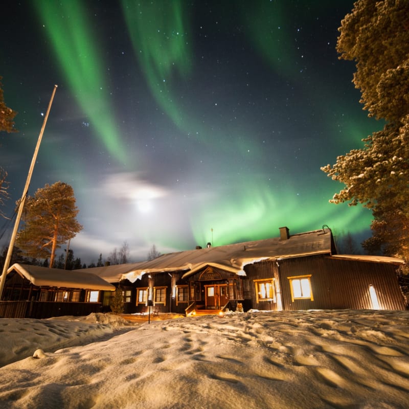 Main Building with Northern Lights