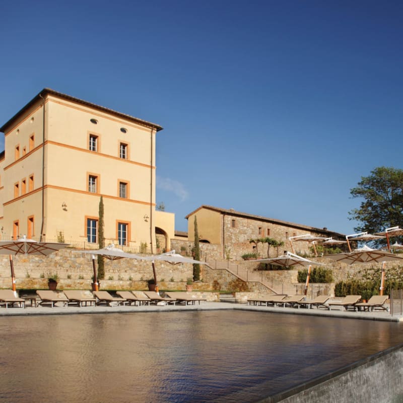 Main Hotel from Poolside - Belmond Castello di Casole