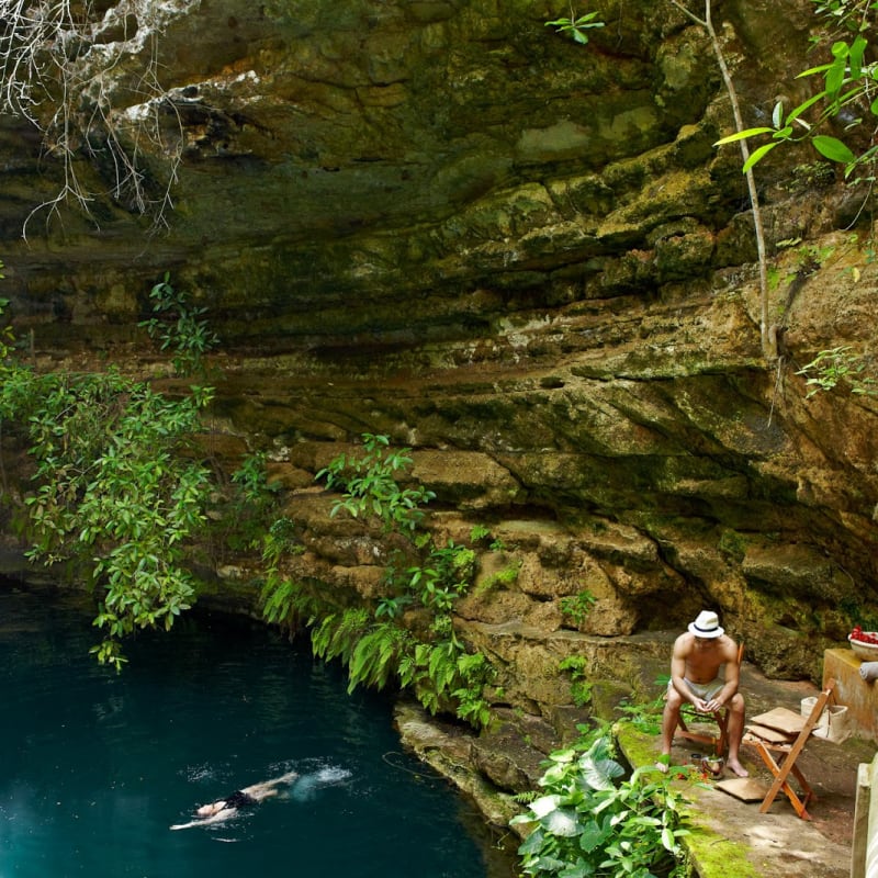 Picnic in a cenote - Hacienda Chichen